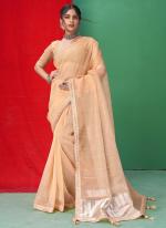 Organza Orange Party Wear Sequins Work Saree